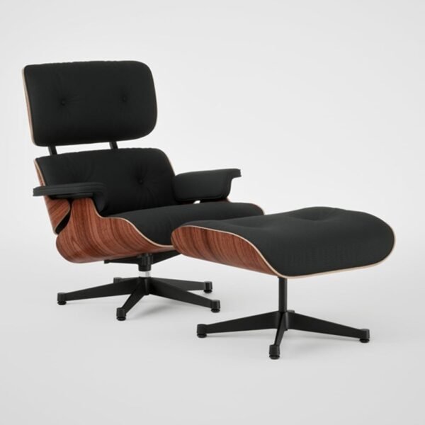 Eames Lounge Chair & Ottoman Santos Palisander Contemporary L50 66 Nero Polished Black Hard Glides