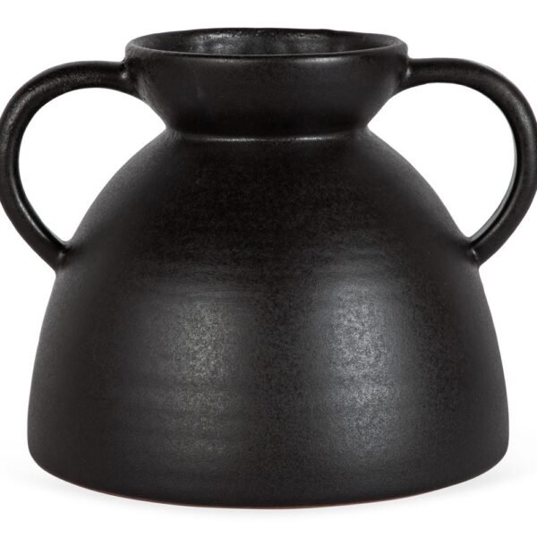 Terracotta Vase Black with Handles