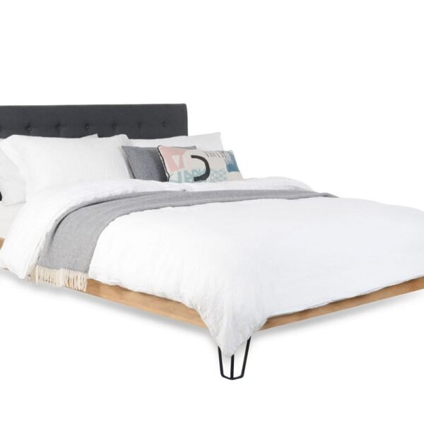 Brunel Bed with Fabric Headboard Smoke Grey