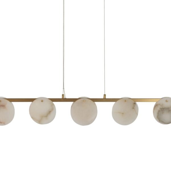 Ebro Alabaster Long 5 Light Pendant Brushed Gold